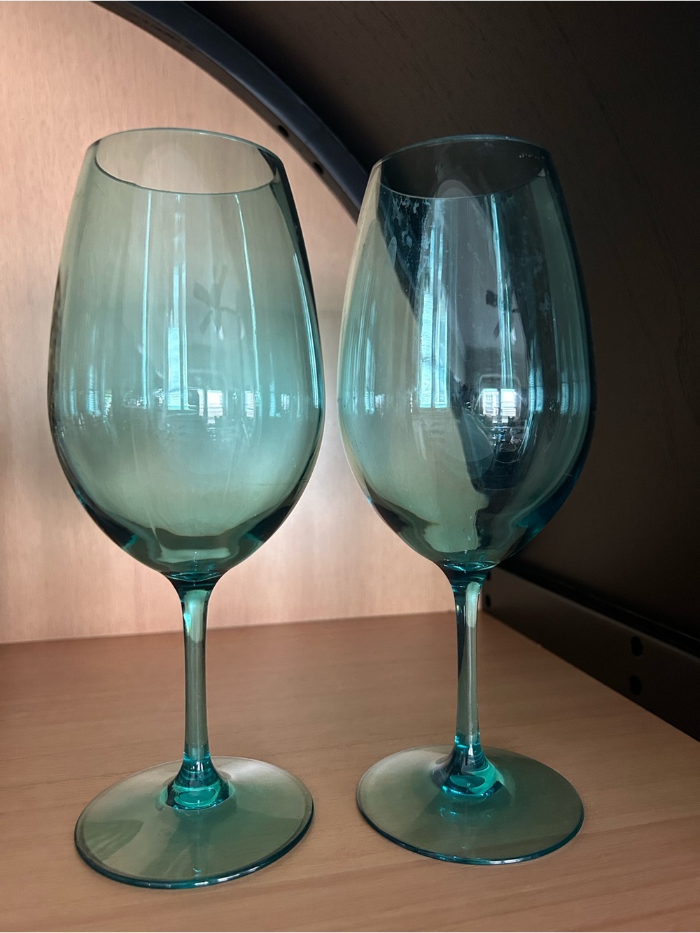 Teal Glass Melamine Wine Goblets - Set of 2